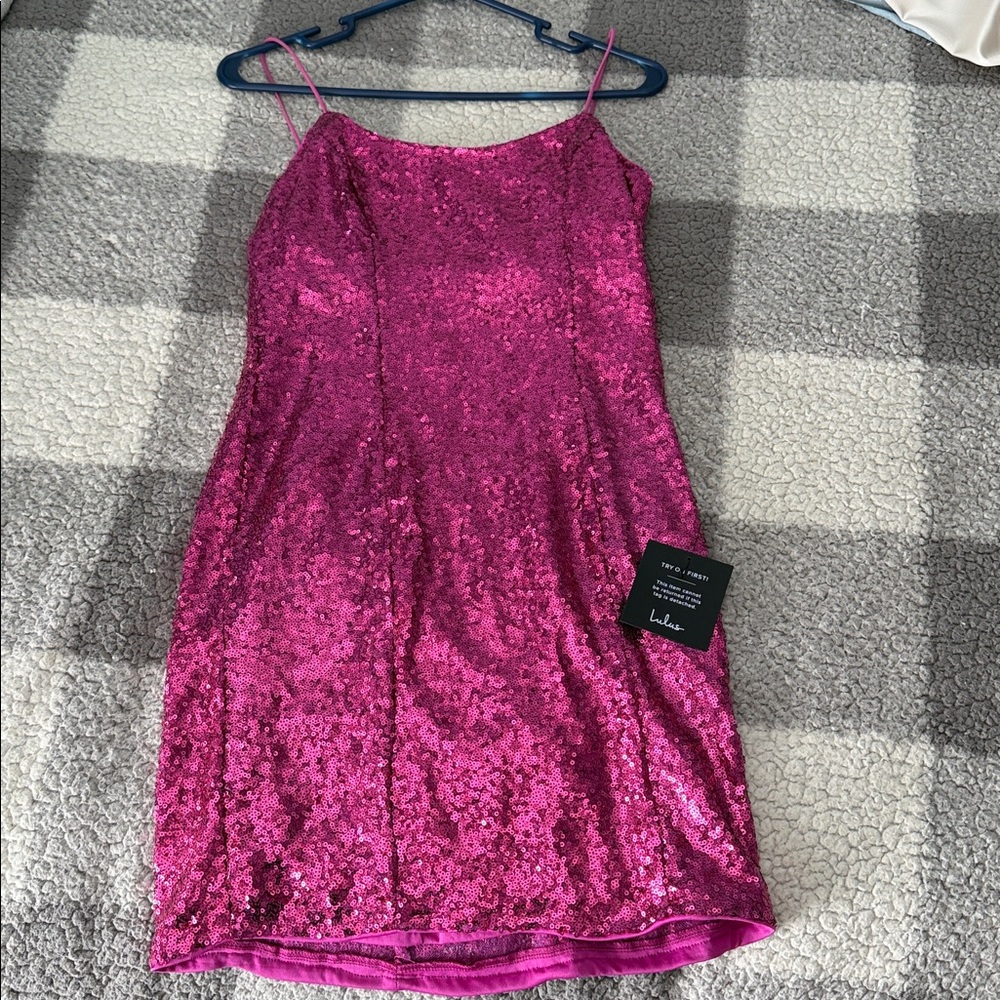 Lulu's Pink Sequin Mini Dress